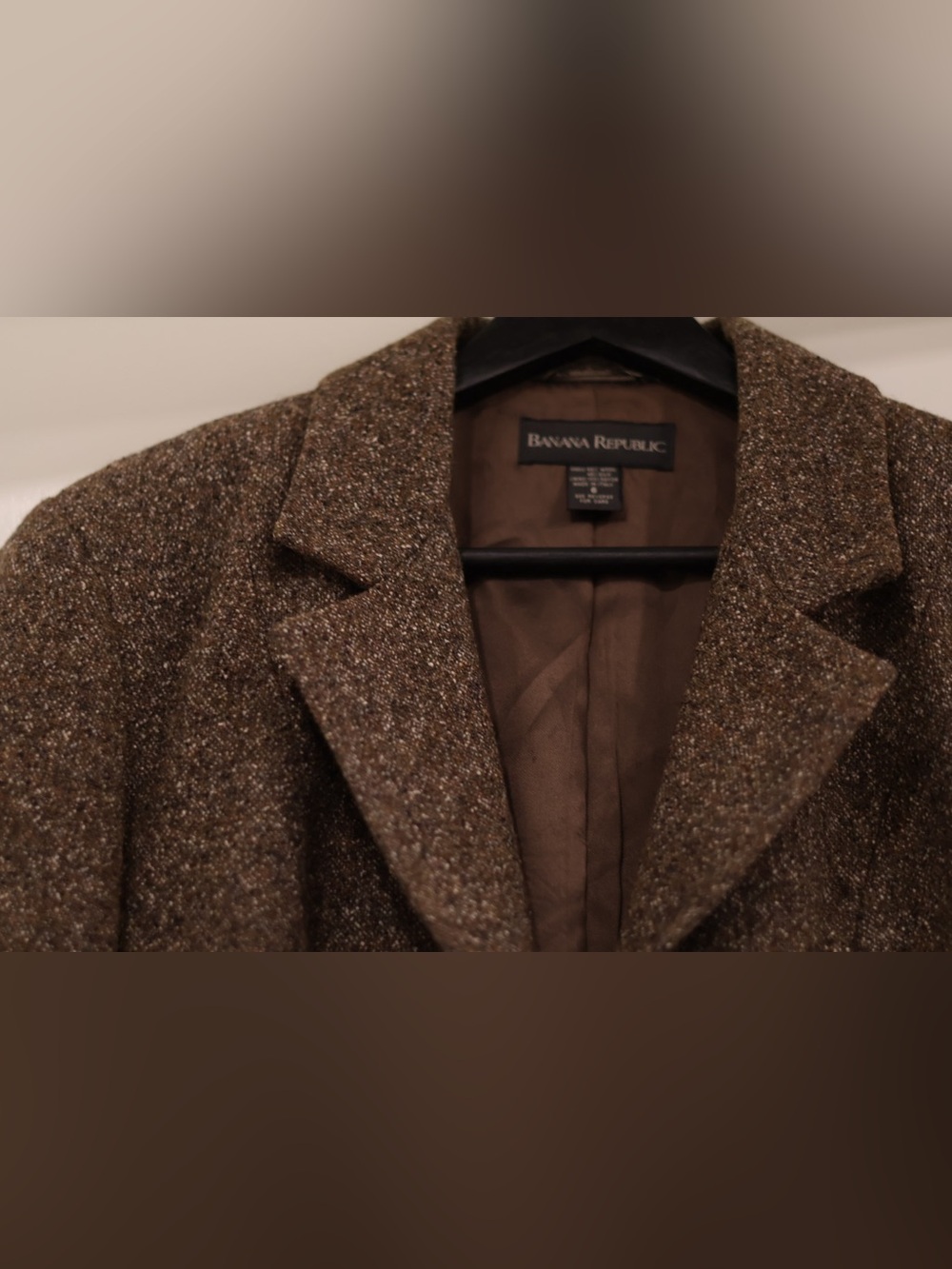 Vintage Banana Republic Made in Italy Wool Silk Tweed Blazer Brown Size 6